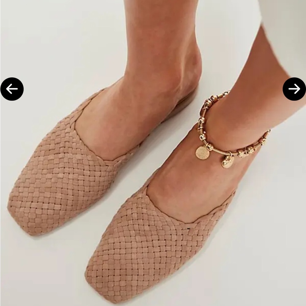 Jeffrey Campbell woven flat mules in tan